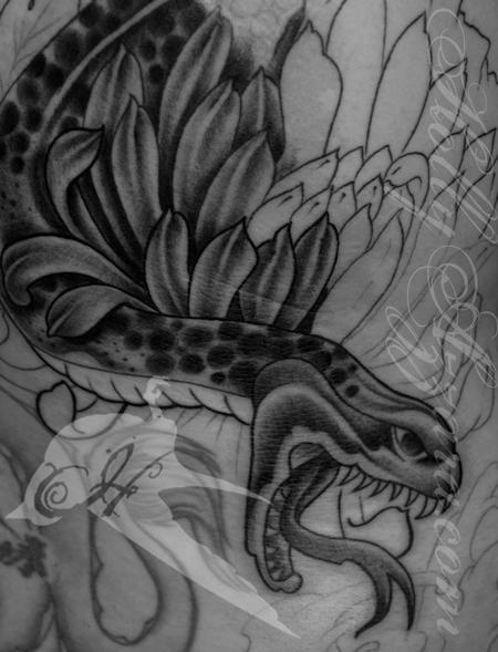 Holly Azzara - Snake Skeleton Back Piece In progress Detail